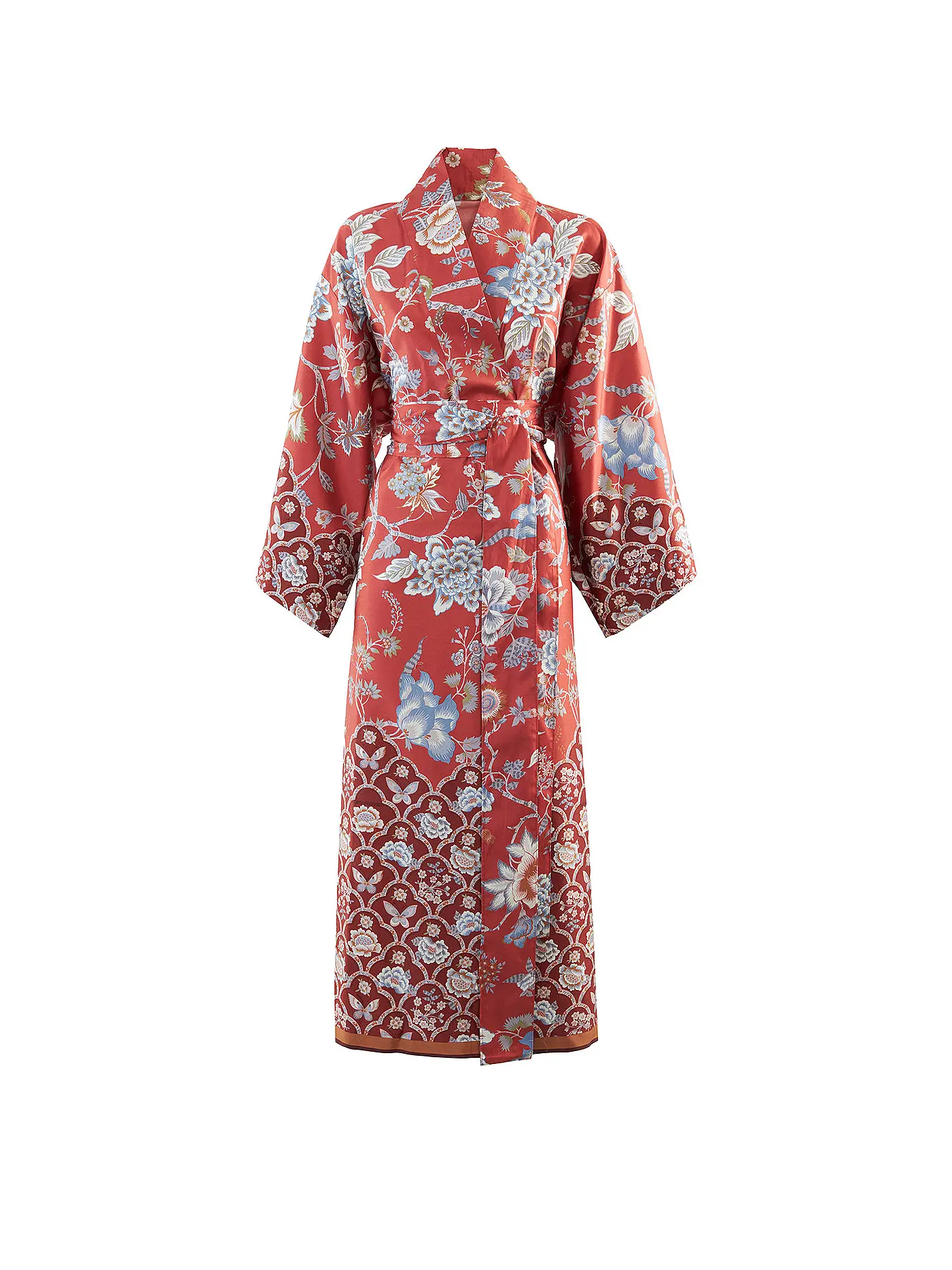 BASSETTI | Kimono VICENZA Beige | dunkelrot